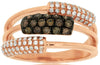 WIDE .69CT WHITE & MOCHA DIAMOND 14KT ROSE GOLD 3D MULTI ROW ANNIVERSARY RING