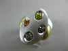 ESTATE LARGE .40CT MULTI COLOR GEM 14KT WHITE & YELLOW GOLD ETOILE FILIGREE RING