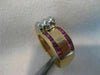 ANTIQUE .47CTW DIAMOND RUBY 14K W YELLOW GOLD WIDE BAND RING 8MM F/G VVS #18769