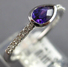 .41CT DIAMOND & AAA AMETHYST 14KT WHITE GOLD PEAR SHAPE & ROUND BEZEL LOVE RING