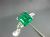 ESTATE 2.35CT DIAMOND & AAA EMERALD 18KT WHITE GOLD 3D OCTAGON ENGAGEMENT RING