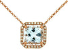 1.89CT DIAMOND & AAA AQUAMARINE 14KT ROSE GOLD CUSHION & ROUND OCTAGON NECKLACE