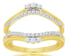 ESTATE WIDE .33CT DIAMOND 14KT 2 TONE GOLD ROUND V SHAPE INSERT ANNIVERSARY RING