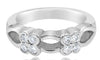 ESTATE .45CT DIAMOND 14KT WHITE GOLD 3D ROUND 8 STONE DOUBLE FLOWER FUN RING