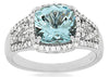LARGE 2.25CT DIAMOND & AAA AQUAMARINE 14KT WHITE GOLD CUSHION INFINITY FUN RING