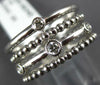 ESTATE WIDE .11CT DIAMOND 14KT WHITE GOLD MULTI ROW BEZEL BEADED ETOILE FUN RING