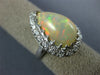 ANTIQUE LARGE 2.75CT DIAMOND & AAA OPAL 14KT WHITE GOLD 3D PEAR SHAPE RING #1049