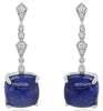 LARGE 21.73CT DIAMOND & AAA TANZANITE 18K WHITE GOLD 3D CUSHION & ROUND EARRINGS