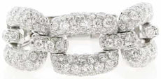 ESTATE LARGE 1.71CT DIAMOND 18K WHITE GOLD 3D SQUARE LOVE KNOT FLEXIBLE FUN RING