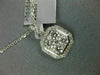 ESTATE LARGE .74CT DIAMOND 18KT WHITE GOLD SQUARE CLUSTER HALO FLOATING PENDANT