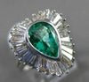 ANTIQUE LARGE 2.72CT DIAMOND & AAA COLOMBIAN EMERALD 18KT W GOLD BALLERINA RING