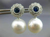 ESTATE 1.55CT DIAMOND AAA SAPPHIRE & SOUTH SEA PEARL 18KT WHITE GOLD 3D EARRINGS