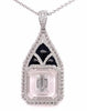 EXTRA LARGE 1.05CT DIAMOND & BLACK ENAMEL & CRYSTAL 18KT WHITE GOLD FUN PENDANT