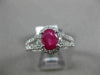 ESTATE 1.55CT DIAMOND & RUBY 14KT WHITE GOLD OVAL HALO FILIGREE ENGAGEMENT RING