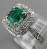 ESTATE WIDE 1.63CT DIAMOND & AAA EMERALD 14KT WHITE GOLD SQUARE HALO RING #20487
