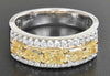 1.75CT WHITE FANCY YELLOW DIAMOND 18KT 2 TONE GOLD CUSHION HALO ANNIVERSARY RING
