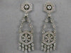 ANTIQUE 3.50CT DIAMOND 14K WHITE GOLD LONG FILIGREE FLOWER HANGING EARRINGS #835