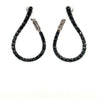 .93CT BLACK DIAMOND 18KT WHITE GOLD 3D OPEN TEAR DROP SIDEWAYS HANGING EARRINGS