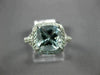ESTATE LARGE 2.30CT DIAMOND & AAA AQUAMARINE 14K WHITE GOLD HALO ENGAGEMENT RING