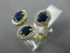 ESTATE LARGE 3.12CT DIAMOND & AAA SAPPHIRE 14K YELLOW GOLD 3D OVAL HALO FUN RING