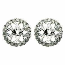 ESTATE .68CT ROUND DIAMOND 18KT WHITE GOLD 3D ROUND SHARE PRONG JACKET EARRINGS
