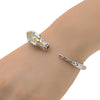 LARGE AAA BLUE SAPPHIRE 18KT YELLOW GOLD & 925 SILVER ALLIGATOR BANGLE BRACELET