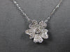 ESTATE SMALL .18CT DIAMOND 14KT WHITE GOLD 3D FLOWER FUN NECKLACE