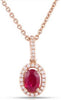 ESTATE .60CT DIAMOND & AAA RUBY 14K ROSE GOLD OVAL HALO CLASSIC FLOATING PENDANT