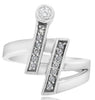 WIDE .25CT DIAMOND 14KT WHITE GOLD 3D MULTI ROW CRISS CROSS SOLITAIRE FUN RING