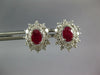 LARGE 2.13CT DIAMOND & AAA RUBY 14K WHITE GOLD OVAL & ROUND FLOWER STUD EARRINGS