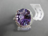 ESTATE LARGE 4.57CT DIAMOND & AAA EXTRA FACET AMETHYST 14KT WHITE GOLD HALO RING