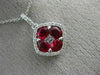 ESTATE 2.10CT DIAMOND & AAA RUBY 18KT WHITE GOLD SQUARE FLOWER FLOATING PENDANT