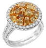 ESTATE 2.46CT MULTI COLOR DIAMOND 18KT WHITE & YELLOW GOLD 3D CLUSTER FUN RING