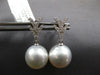 LARGE .26CT DIAMOND & AAA SOUTH SEA PEARL 18KT WHITE GOLD V SHAPE FUN EARRINGS