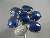 ESTATE LARGE 10.25CT DIAMOND & AAA SLICED BLUE AGATE 14KT ROSE GOLD FLOWER RING