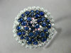 ESTATE EXTRA LARGE .56CT DIAMOND & MULTI GEM 14KT WHITE GOLD 3D MULTI SHAPE RING