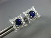 ESTATE 1.25CT DIAMOND & AAA SAPPHIRE 18K WHITE GOLD SQUARE CLASSIC STUD EARRINGS