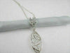 ANTIQUE 18KT WHITE LEAF DROP FILIGREE DIAMOND NECKLACE
