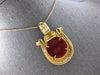 ANTIQUE LARGE DIAMOND & AAA SAPPHIRE 18K 2 TONE GOLD 3D CORNELIAN PENDANT 28157