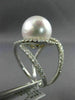 ESTATE LARGE 1.0CT DIAMOND & AAA SOUTH SEA PEARL 18K WHITE GOLD ANNIVERSARY RING