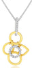.11CT DIAMOND 14KT 2 TONE GOLD MULTI CIRCULAR HEART SHAPE LOVE FLOATING PENDANT