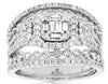 LARGE 1.80CT DIAMOND 14KT WHITE GOLD 3D ROUND & BAGUETTE FLOWER ANNIVERSARY RING