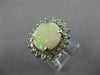 ANTIQUE LARGE 3.66CT OLD MINE DIAMOND & AAA OPAL 14KT WHITE GOLD OVAL HALO RING