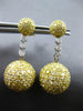 LARGE 7.28CT WHITE & FANCY YELLOW DIAMOND 18KT 2 TONE GOLD BALL HANGING EARRINGS
