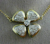 ESTATE LARGE 1.10CT DIAMOND 18K TWO TONE GOLD 3D FLOWER SHAMROCK NECKLACE 10727