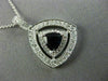 ESTATE LARGE 1.15CT DIAMOND & AAA SAPPHIRE 14K WHITE GOLD 3D DOUBLE HALO PENDANT