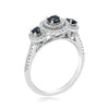 .80CT WHITE & BLACK DIAMOND 14K WHITE GOLD 3 STONE PAST PRESENT FUTURE LOVE RING