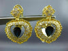 LARGE 2.45CT DIAMOND & AAA SAPPHIRE 14KT YELLOW GOLD HEART HALO HANGING EARRINGS
