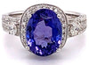 5.13CT DIAMOND & AAA TANZANITE 18KT WHITE GOLD 3D OVAL & ROUND ENGAGEMENT RING