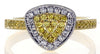 .43CT WHITE & FANCY YELLOW DIAMOND 18KT 2 TONE GOLD PAVE TRILLION FILIGREE RING